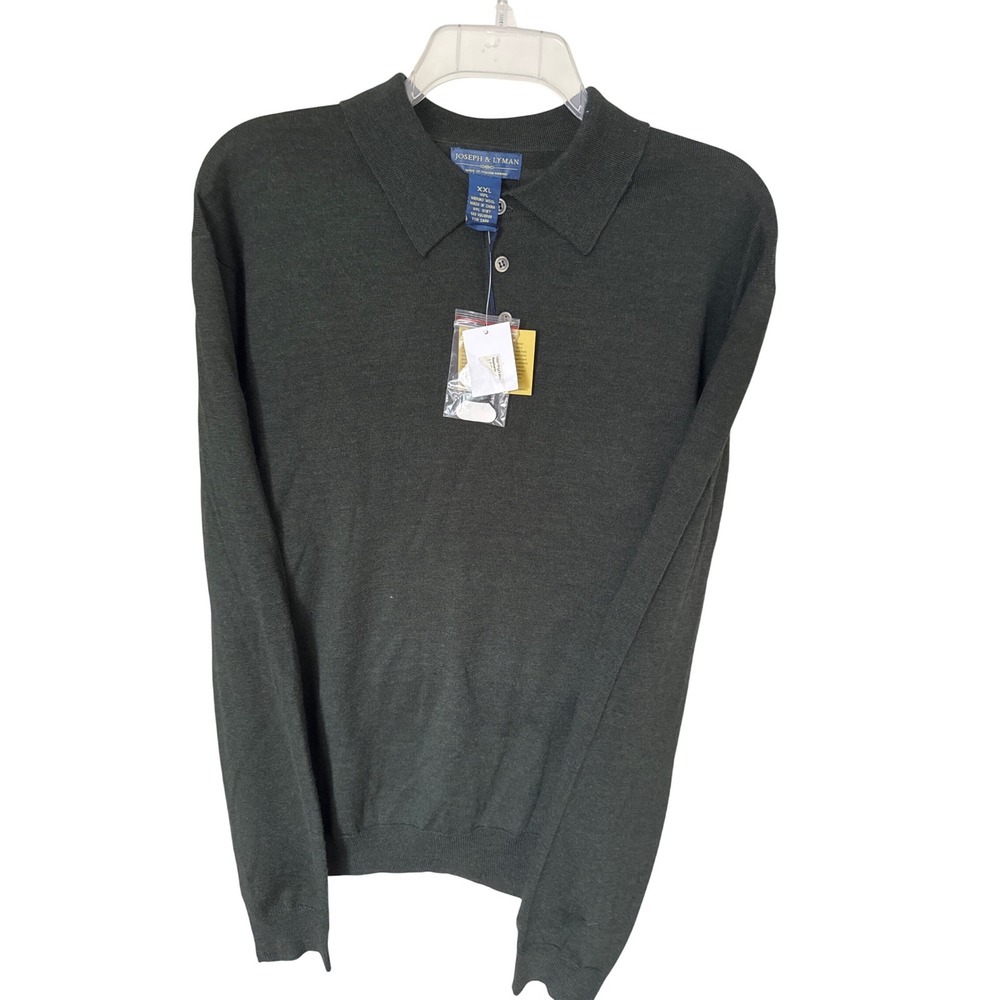 MENS JOSEPH & LYMAN CREWNECK SWEATER SIZE XXL‎ 100% MERINO WOOL Emerald NWT